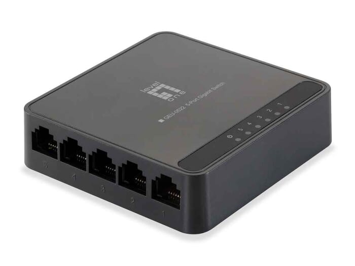 Gigabit Ethernet Switch 5 Port unmanaged LevelOne GEU-0522 Kunststoff schwarz