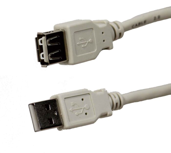 USB 2.0 Verlängerung A - A (Stecker - Buchse) grau