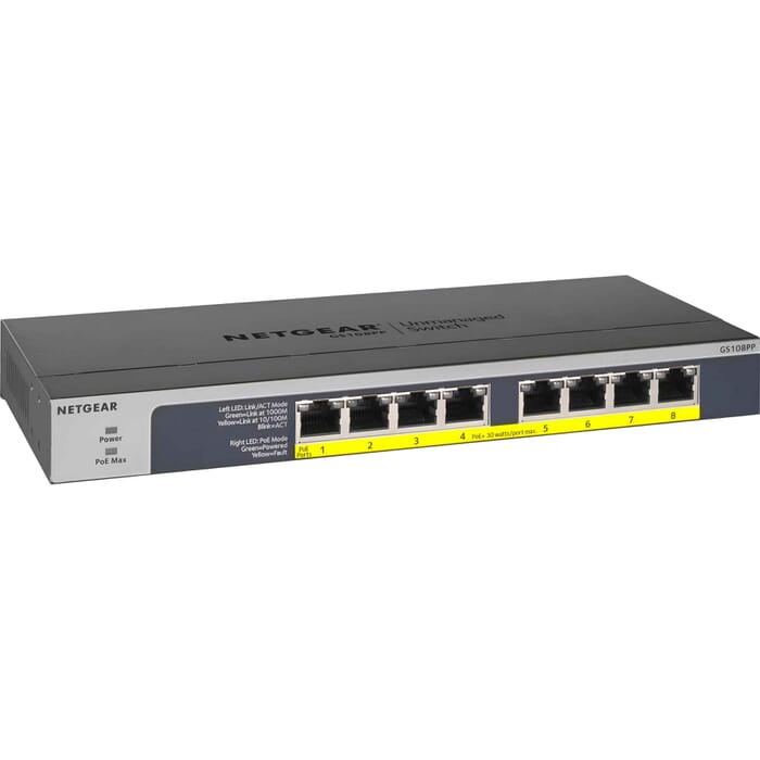 Netgear GS108PP Unmanaged Gigabit Ethernet PoE Schwarz