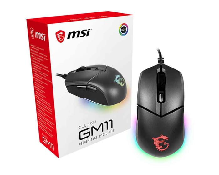 Maus MSI Clutch GM11 Beidhändig USB Typ-A 5000 DPI