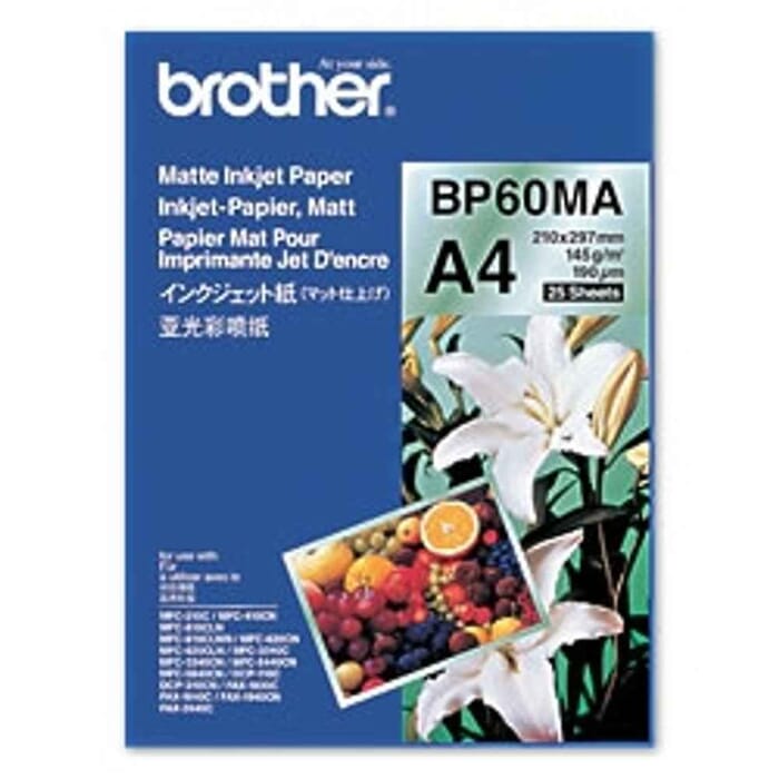 Brother BP60MA Inkjet Paper Druckerpapier A4 210x297 mm Matte 25 Blätter Weiß