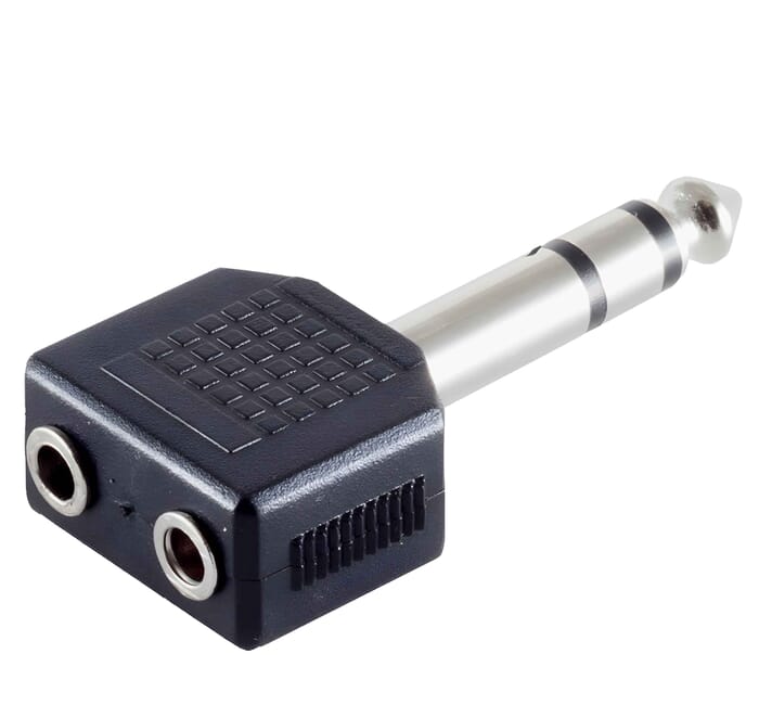 Audio Stereo AUX Adapter Klinkenstecker 6,3mm zu 2 Klinkenbuchsen 3,5mm