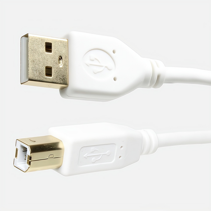 USB 2.0 High Speed Druckerkabel Scannerkabel Stecker A/B weiß vergoldete Anschlüsse