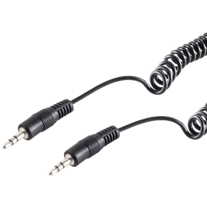 Audiokabel Klinke 3,5mm Spiralkabel Stecker - Stecker schwarz