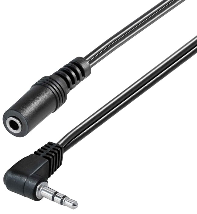 Audiokabel Klinke Stereo 3,5mm Kupplung - Stecker gewinkelt 20cm schwarz