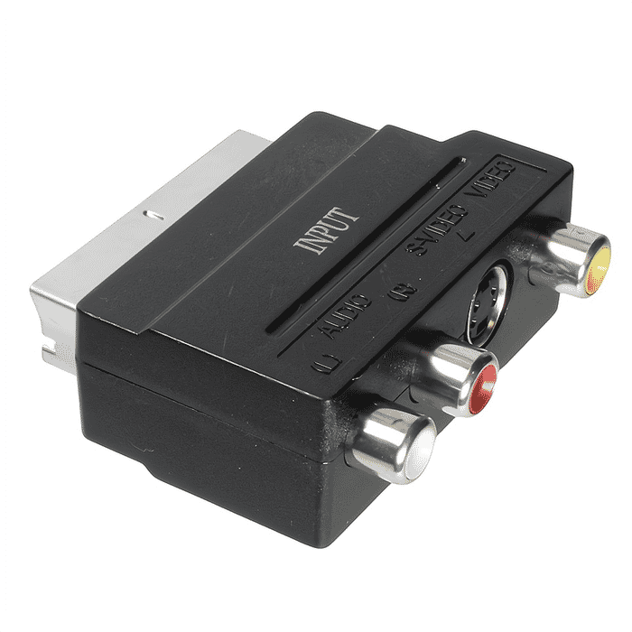 Adapter mit 3 Cinchbuchsen + SVideo Buchse zu Scart Stecker