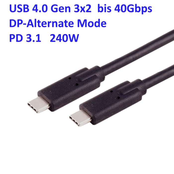 USB-C Verbindungskabel USB4 Gen 3x2 240W