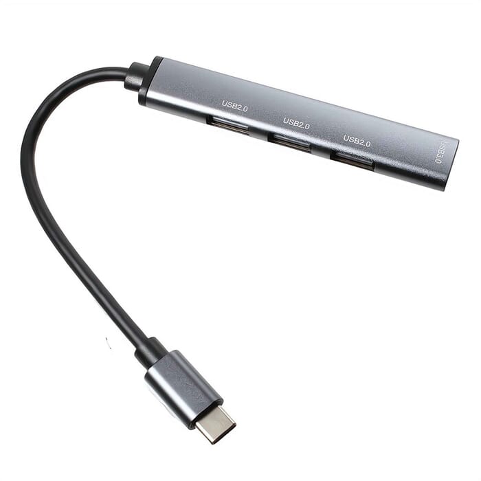 USB-C Hub 3.0 4-fach USB-A ALU slim 0,12m