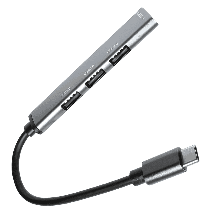 USB-C Hub 3.0 4-fach USB-A ALU slim 0,12m