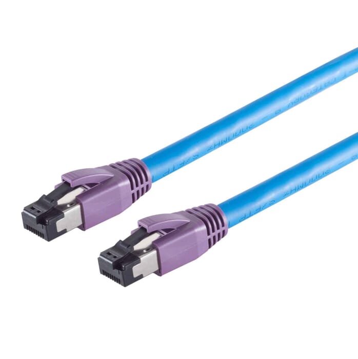 Netzwerkkabel Patchkabel cat 8.1 S/FTP PIMF Halogenfrei 0,25m bis 15m blau/grau