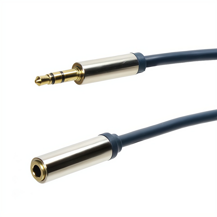 Audio Verlängerung SLIM Kabel 3,5mm Klinke Stecker - Buchse Blau verchromt