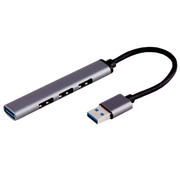 USB-A Hub 3.0 4-fach USB-A ALU slim 0,12m