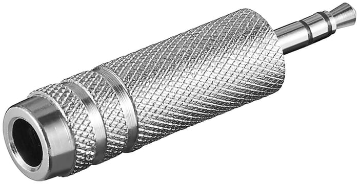 Goobay Kopfhörer-Adapter, AUX-Klinke 3,5 mm zu 6,35 mm, Klinke 3,5 mm Stecker (3-Pin, stereo), Staubschutztüte - 1x 3,5-mm-Klinkenstecker (3-polig, stereo) > 1x 6,35-mm-K
